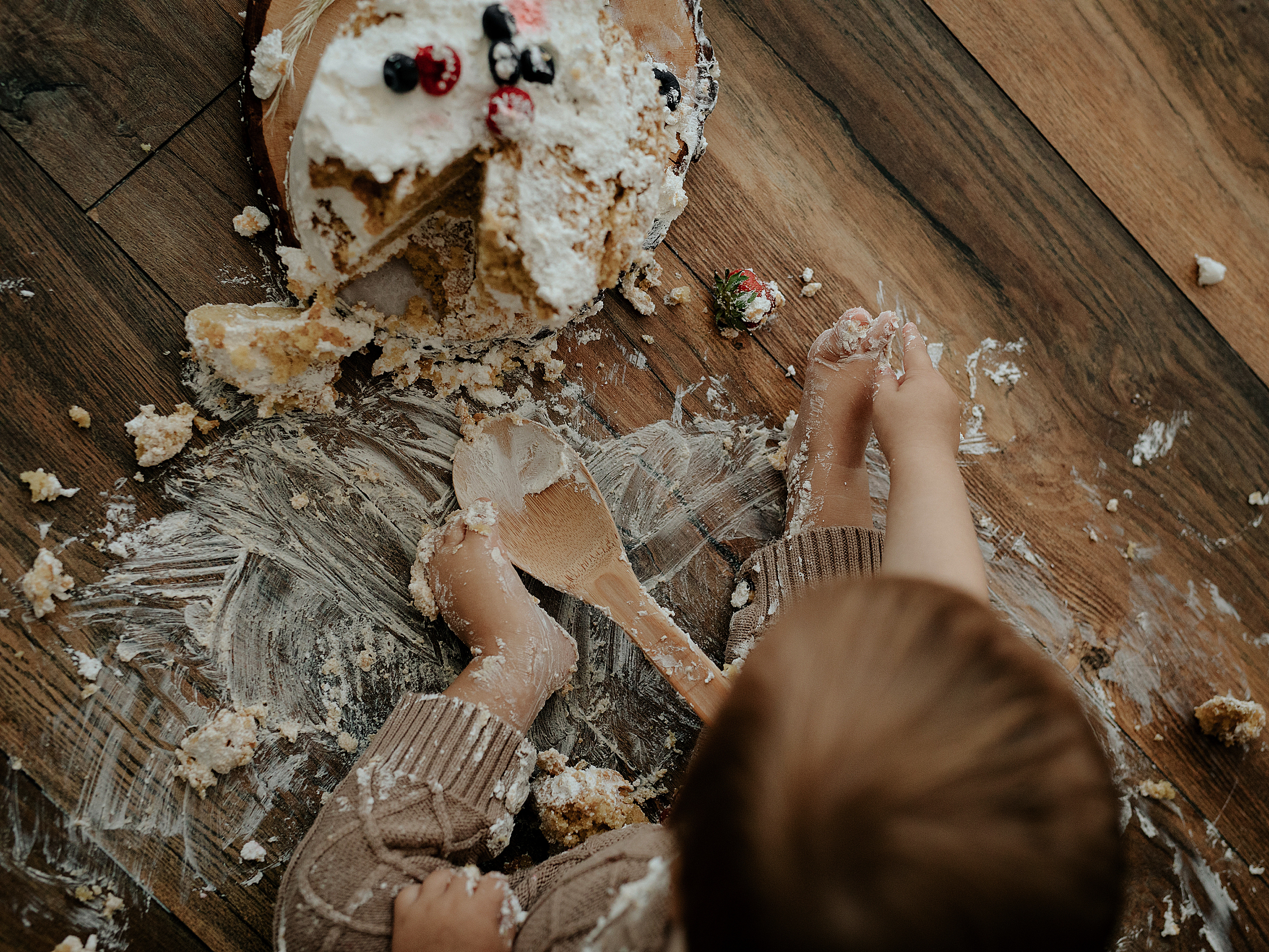 Sesión fotográfica con tarta de primer cumpleaños