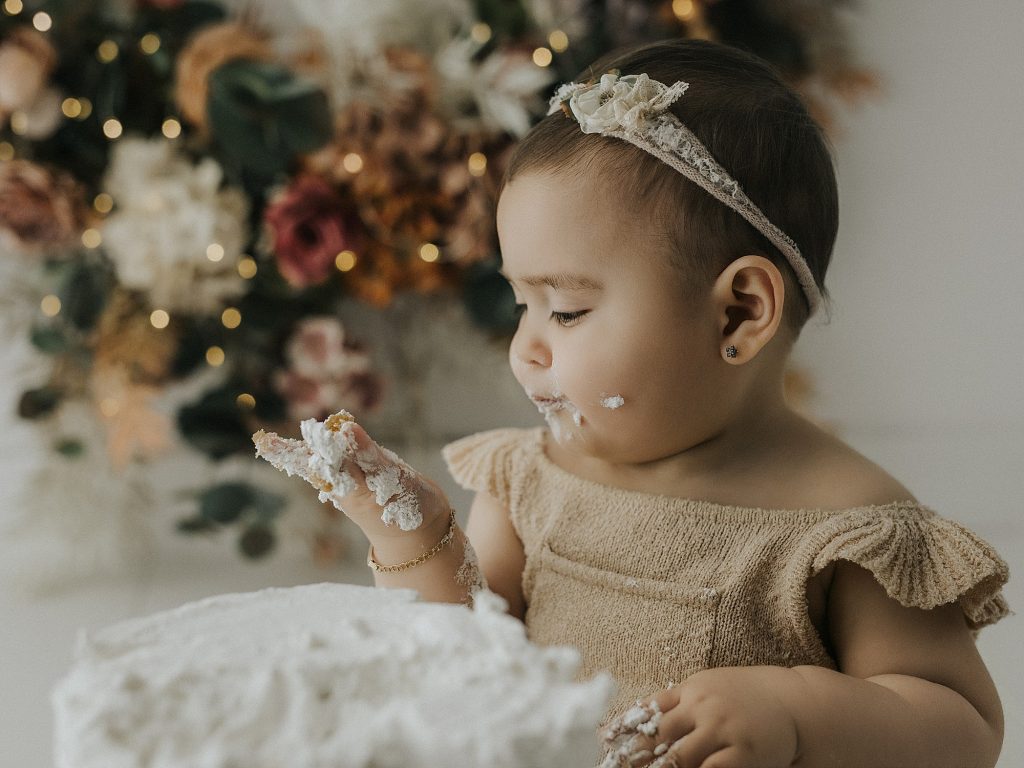 Fotografia smash cake de primer cumpleaños en Galicia