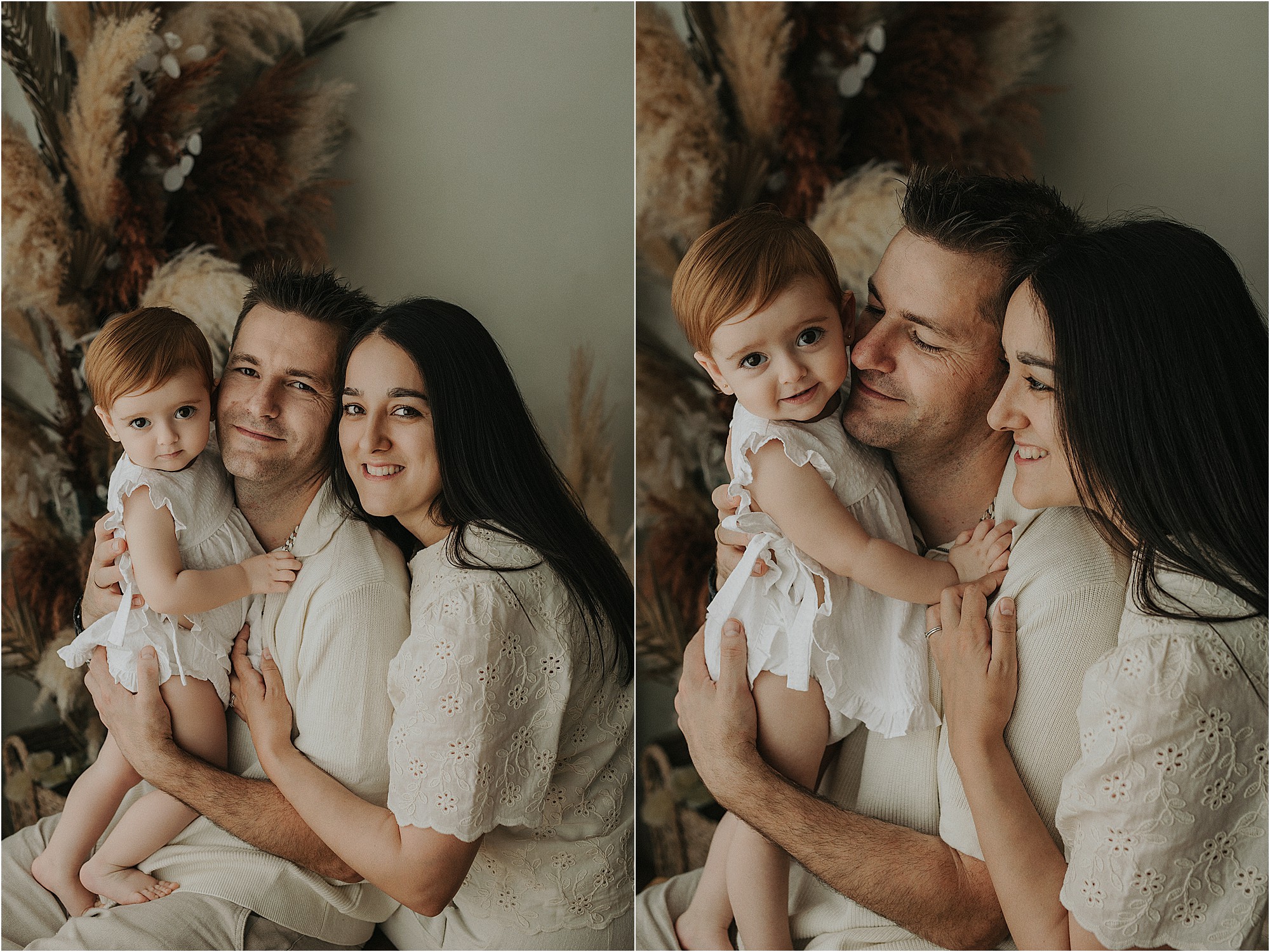 Retratos familiares con una bebé de un año en Santiago de Compostela