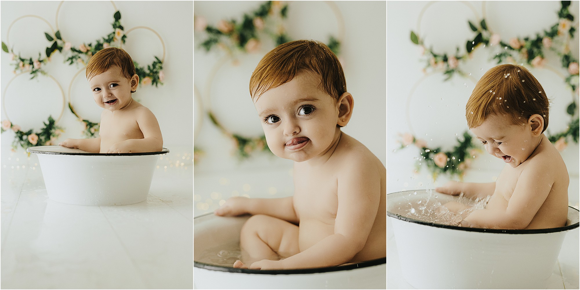 Fotografías del baño final de una sesión de primer cumpleaños