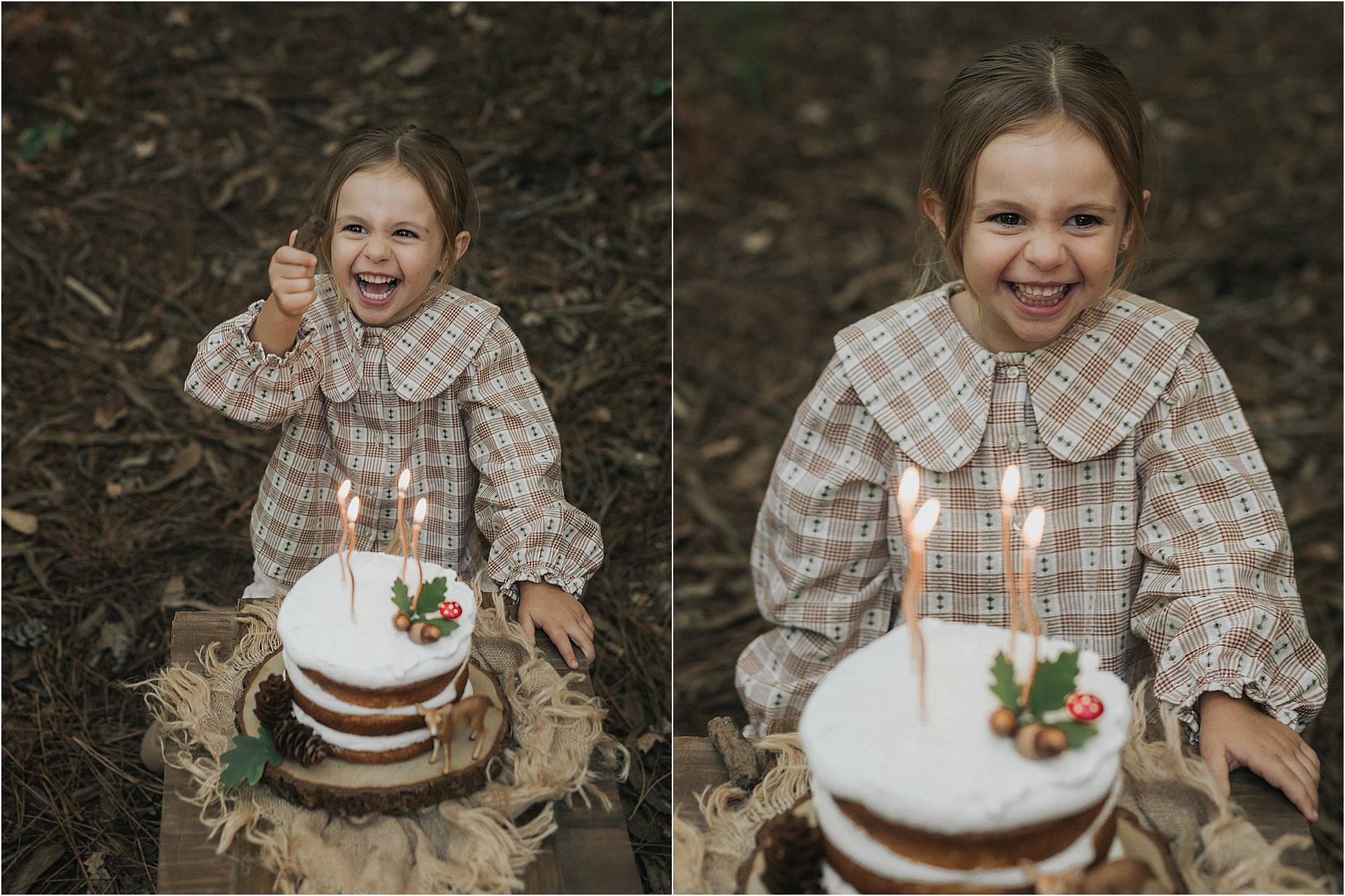 Aria celebra sus cuatro años con una sesión de cumpleaños en el bosque